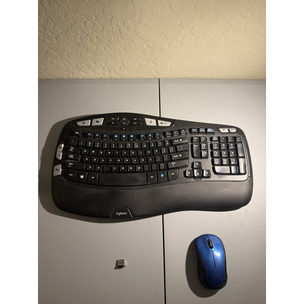 Logitech K350 Ergonomic Wireless Keyboard and Mouse (K350 / M310) Dongle Paired
